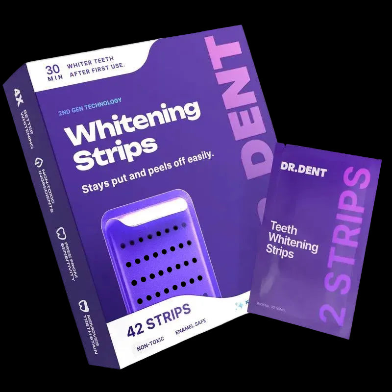 DRDENT Purple Teeth Whitening Strips - 7/21 Whitening Sessions - Safe for Enamel - Non Sensitive Teeth Whitening - Peroxide-Free